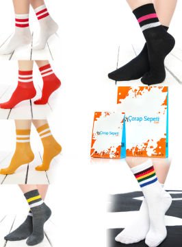 Çizgili Çorap 6lı Ekonomik Paket