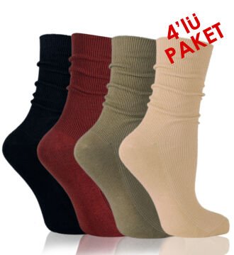 Pastel Renkli Soket Çorap 4'lü Ekonomik Paket