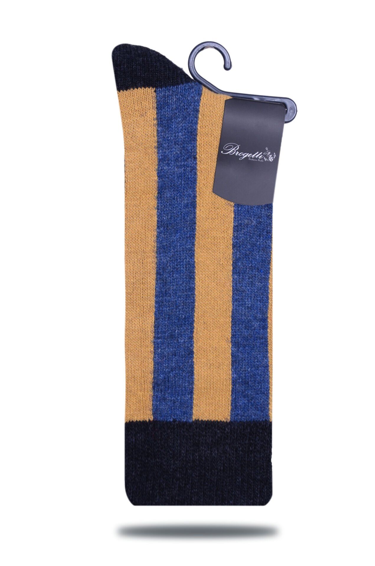 Sarı Dik Çizgi Desen Kışlık Yün Soket Çorap RENKLİ - TEK BEDEN