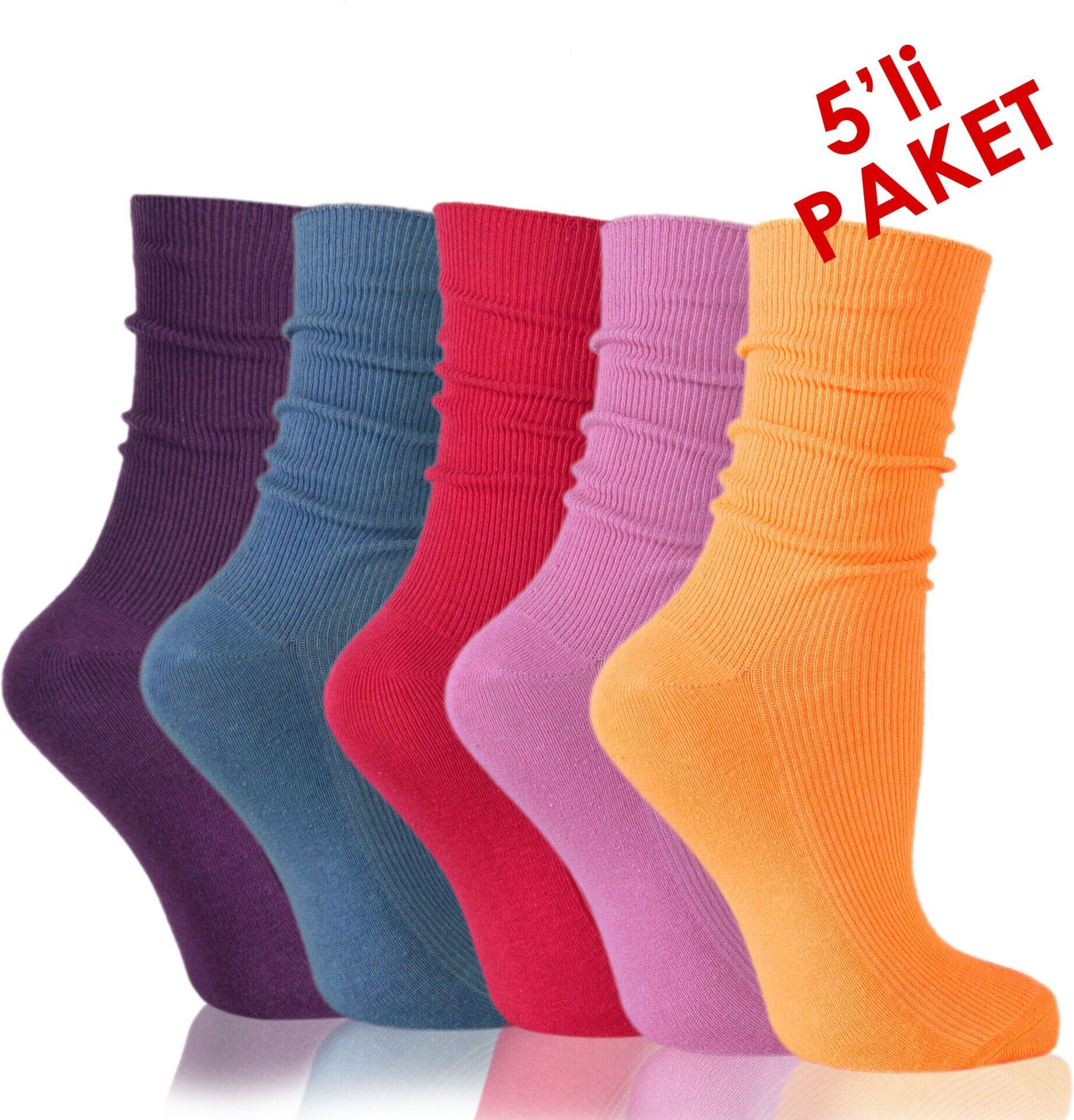Düz Renkli Soket Çoraplar 5'li Ekonomik Paket