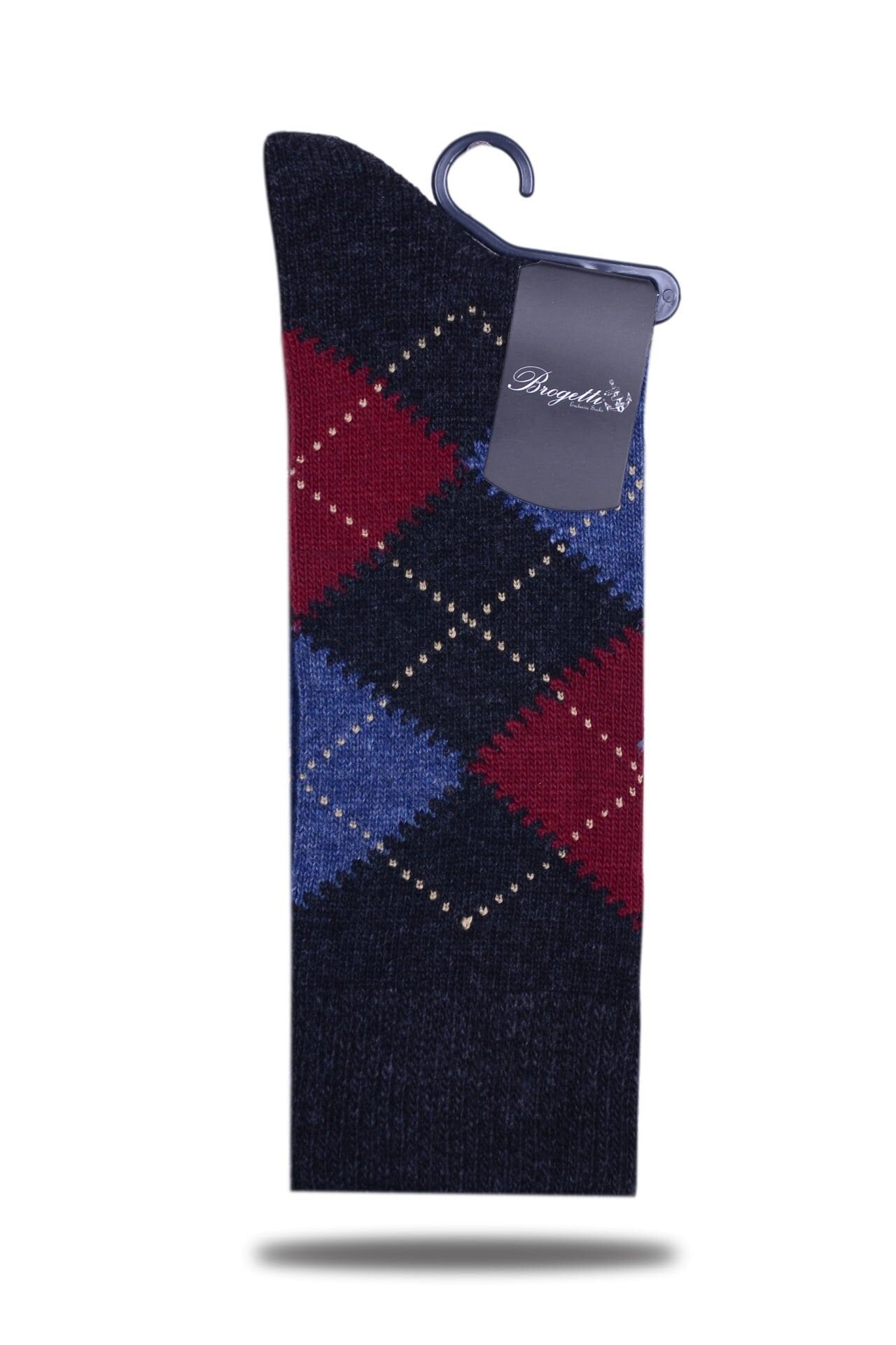 Yün Ekose İntersia Erkek Çorap Antrasit Renk