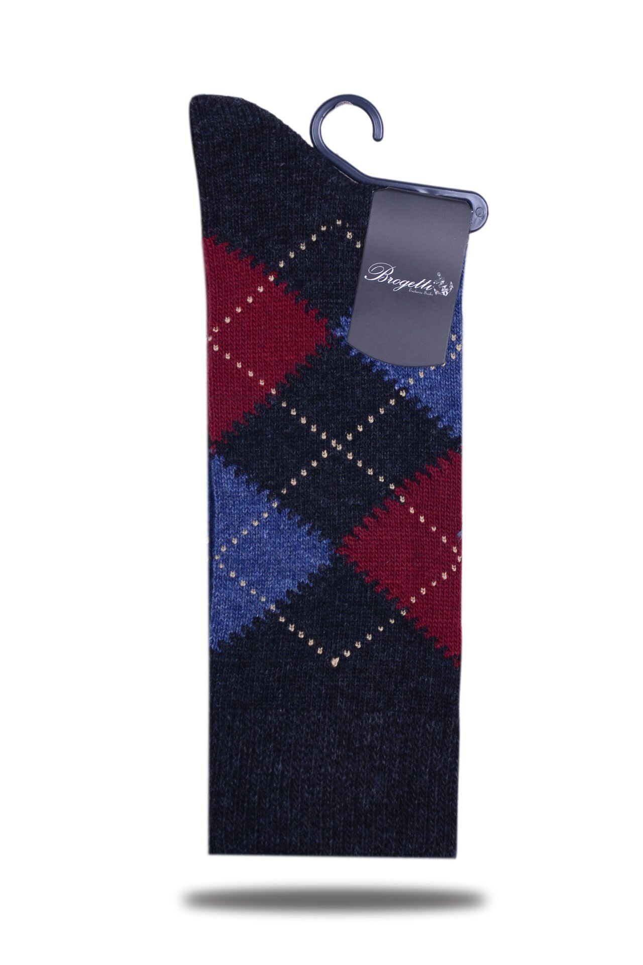 Yün Ekose İntersia Erkek Çorap Antrasit Renk RENKLİ - TEK BEDEN