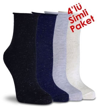 Elyaf Simli Soket Çoraplar 4'lü Ekonomik Paket