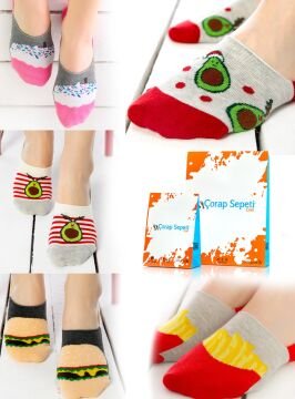 Yiyecek Desenli Babet Çoraplar 5'li Paket