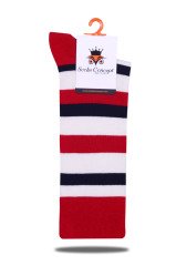 Kırmızı Renkli Çizgi Desenli Soket Çorap Daniel RENKLİ - 41/46