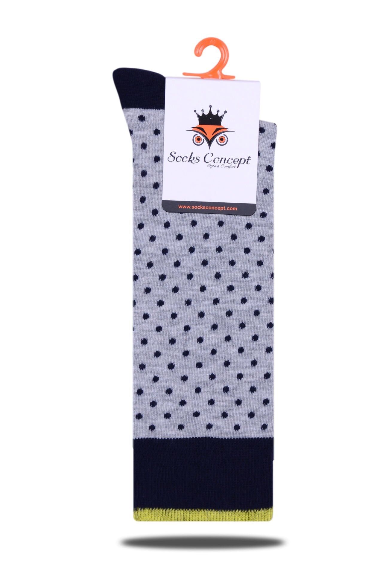 Lacivert Nokta Desenli Gri Soket Çorap Daniel