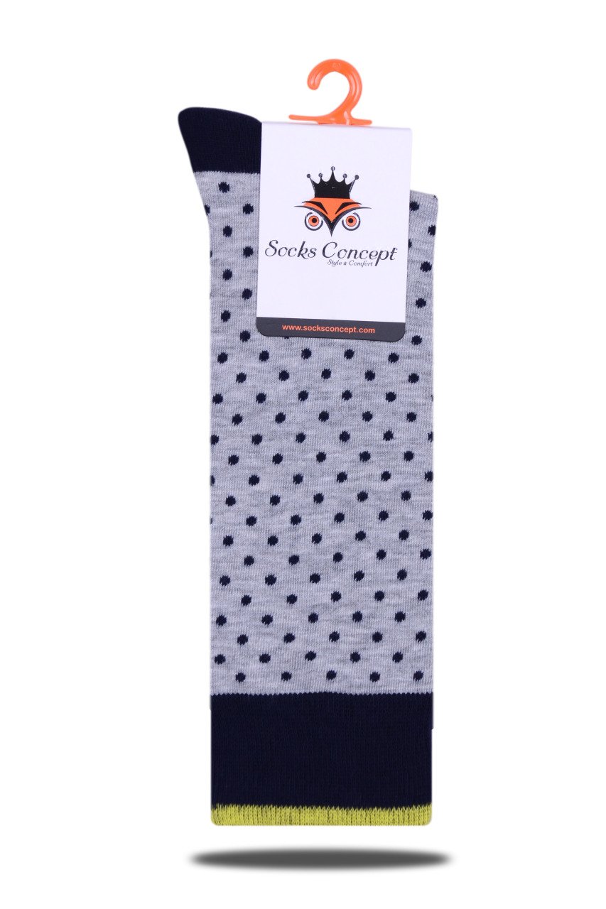 Lacivert Nokta Desenli Gri Soket Çorap Daniel RENKLİ - 41/46
