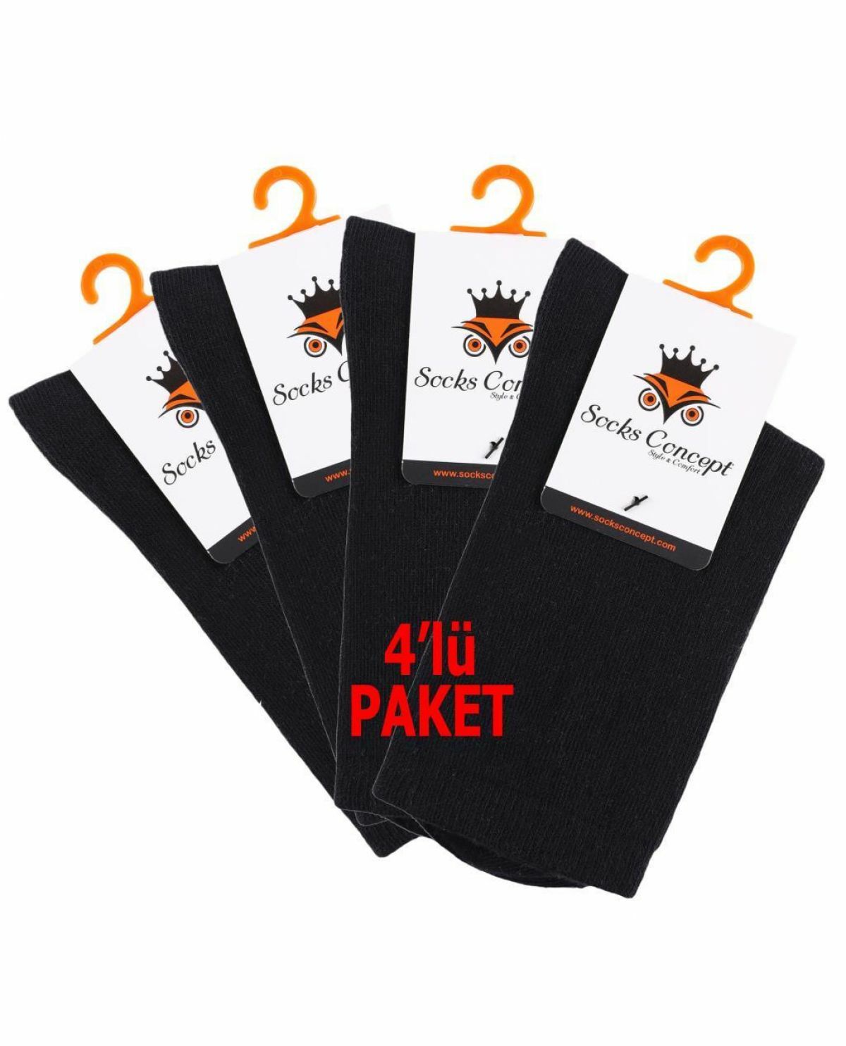 4lü Paket Basic Siyah Kadın Soket Çorap