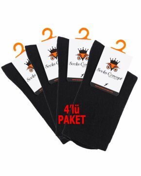 4lü Paket Basic Siyah Kadın Soket Çorap