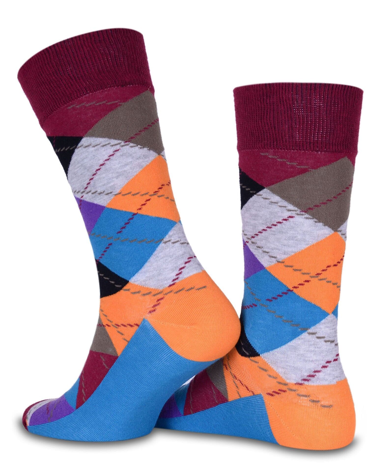 Ekose Desenli Renkli Soket Çorap Daniel