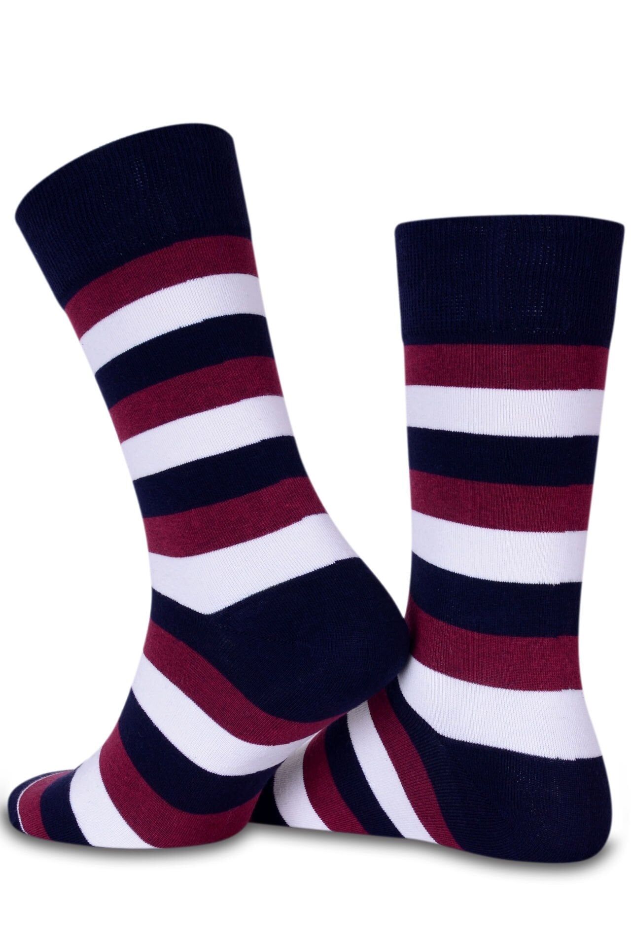 Bordo Renkli Çizgili Soket Çorap Daniel
