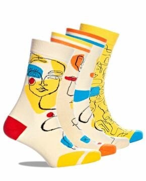 4lü Less Is More Minimal Desenli ve Renkli Çorap