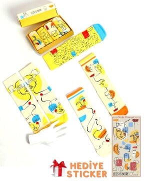 4lü Less Is More Minimal Desenli ve Renkli Çorap