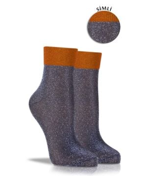 Angelina Simli kiremit Lastikli Çorap Brogetti