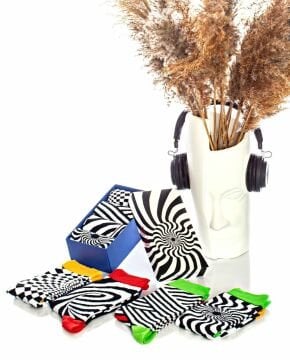 İllüzyon Desenli Op Art Çoraplar 4lü Tasarım Kutu