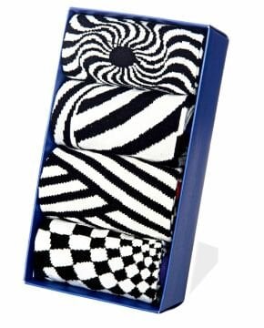 İllüzyon Desenli Op Art Çoraplar 4lü Tasarım Kutu