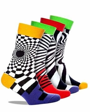 İllüzyon Desenli Op Art Çoraplar 4lü Tasarım Kutu