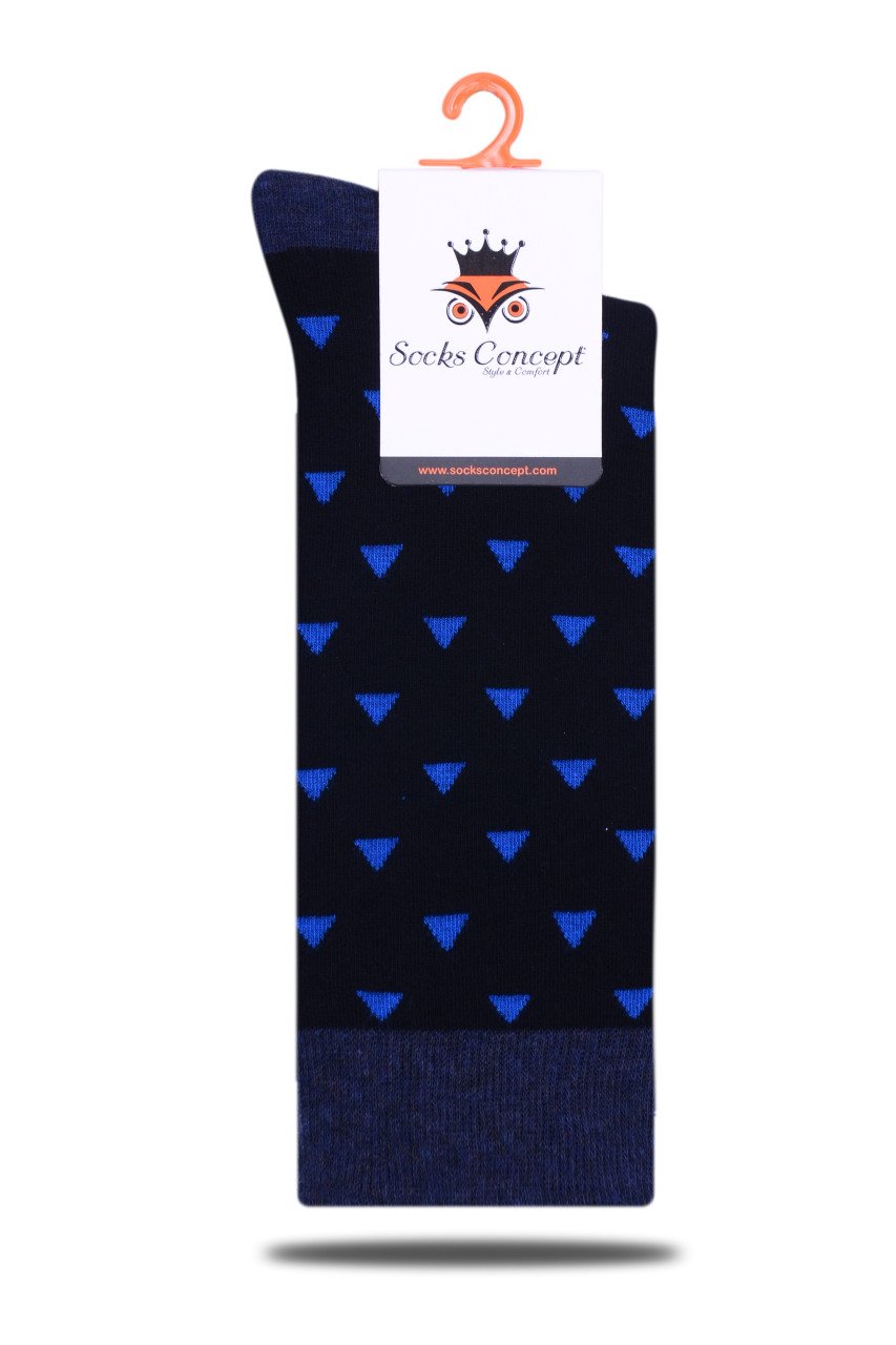 Mavi Üçgen Desenli Siyah Soket Çorap Daniel RENKLİ - 41/46