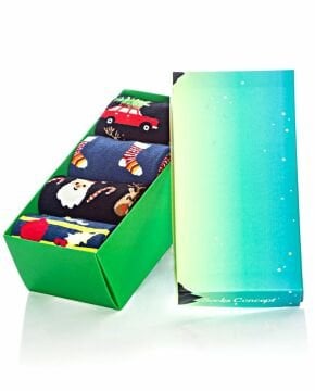 Erkek Yılbaşı Çorabı 4'lü Özel Kutulu Noel Baba ve Araba