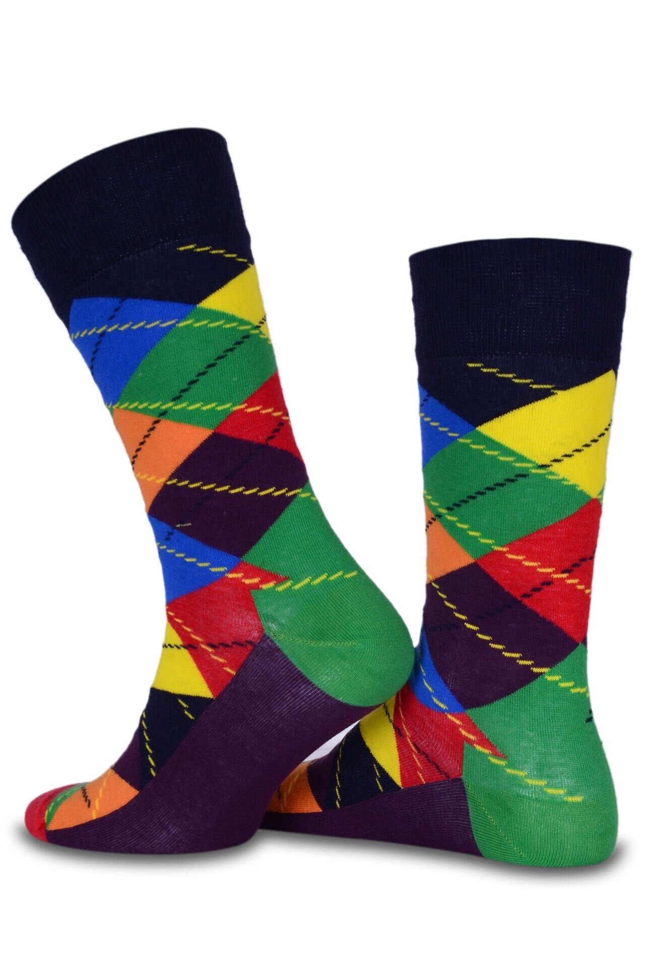 Renkli Ekose Desenli Soket Çorap Daniel