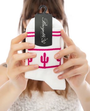 Serena Beyaz Renk Kaktüs Desenli Tenis Çorabı