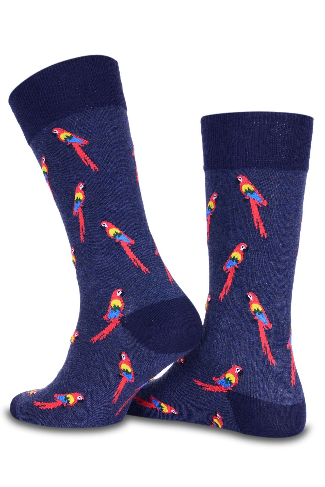 Antrasit Kırmızı Papağan Desenli Soket Çorap Daniel