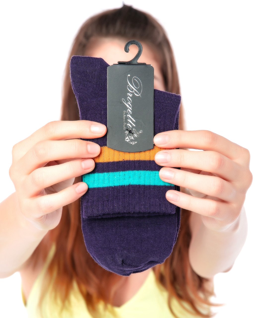 Serena Mor Renk Turkuaz-Turuncu Çizgili Tenis Çorabı MOR - 36/40