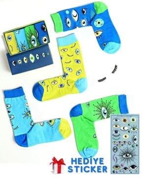 4lü Kutu Just Eyes Nazar Göz Desenli Soket Çorap