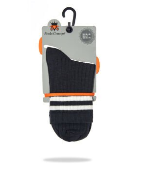 Larisa Antrasit Renk Beyaz Çizgili Soket Çorap