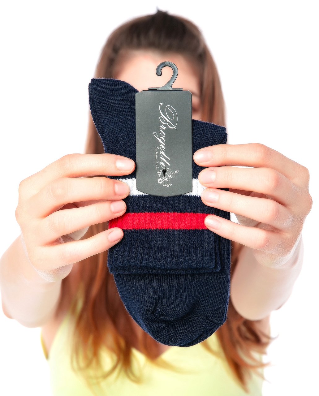 Serena Lacivert Renk Kırmızı-Beyaz Çizgili Tenis Çorabı LACİVERT - 36/40