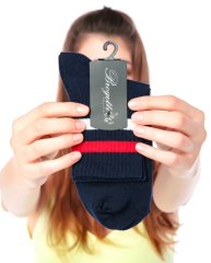 Serena Lacivert Renk Kırmızı-Beyaz Çizgili Tenis Çorabı LACİVERT - 36/40