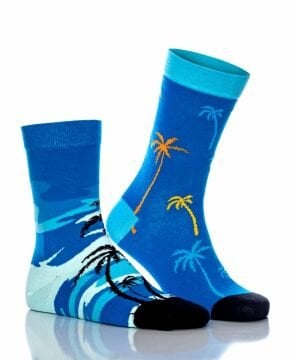 Teki Farklı Renkli Çorap Palmiye Hawaii Desenli