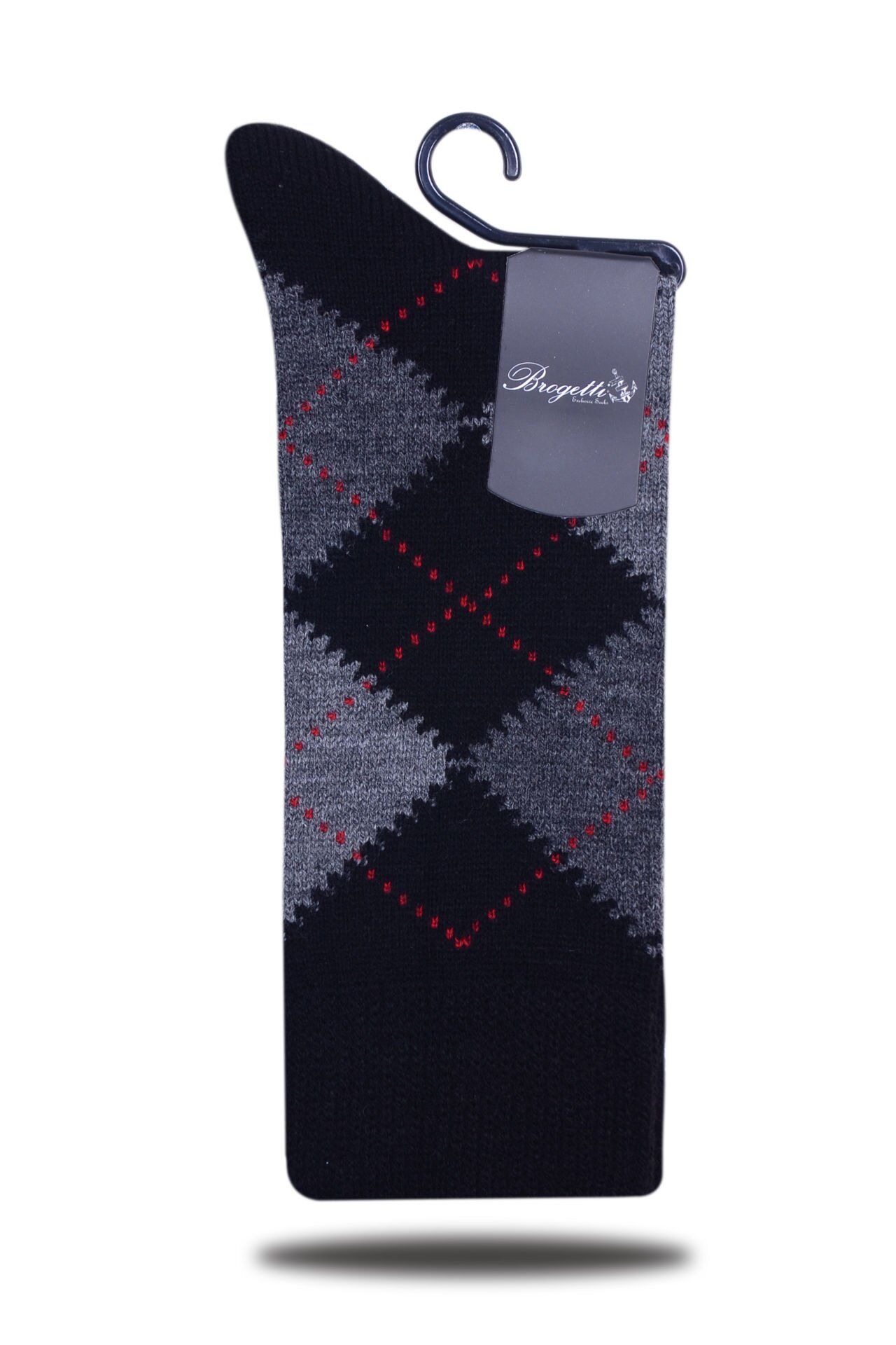 Yün Siyah-Füme Ekose Desen Kışlık Soket Çorap SİYAH - TEK BEDEN