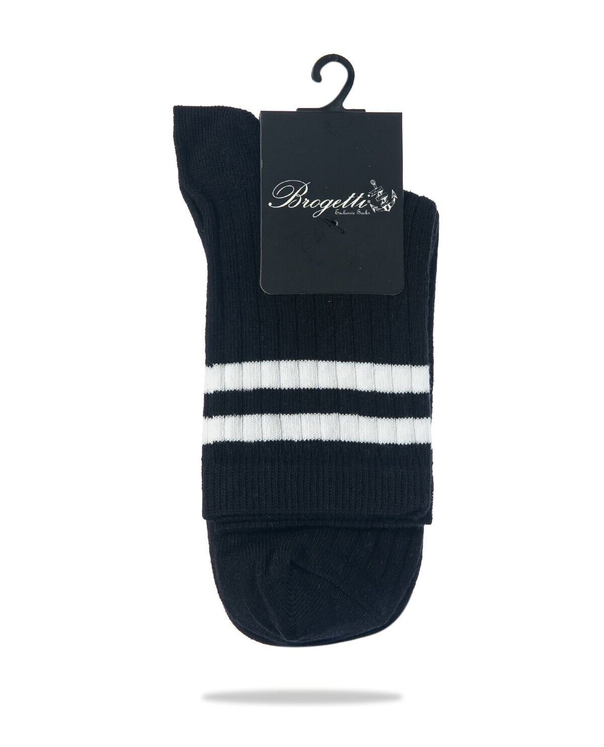 Larisa Siyah Renk Beyaz Çizgili Soket Çorap