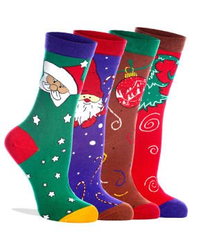 4lü Paket Yılbaşı Çorapları Özel Noel Tasarım Kutulu