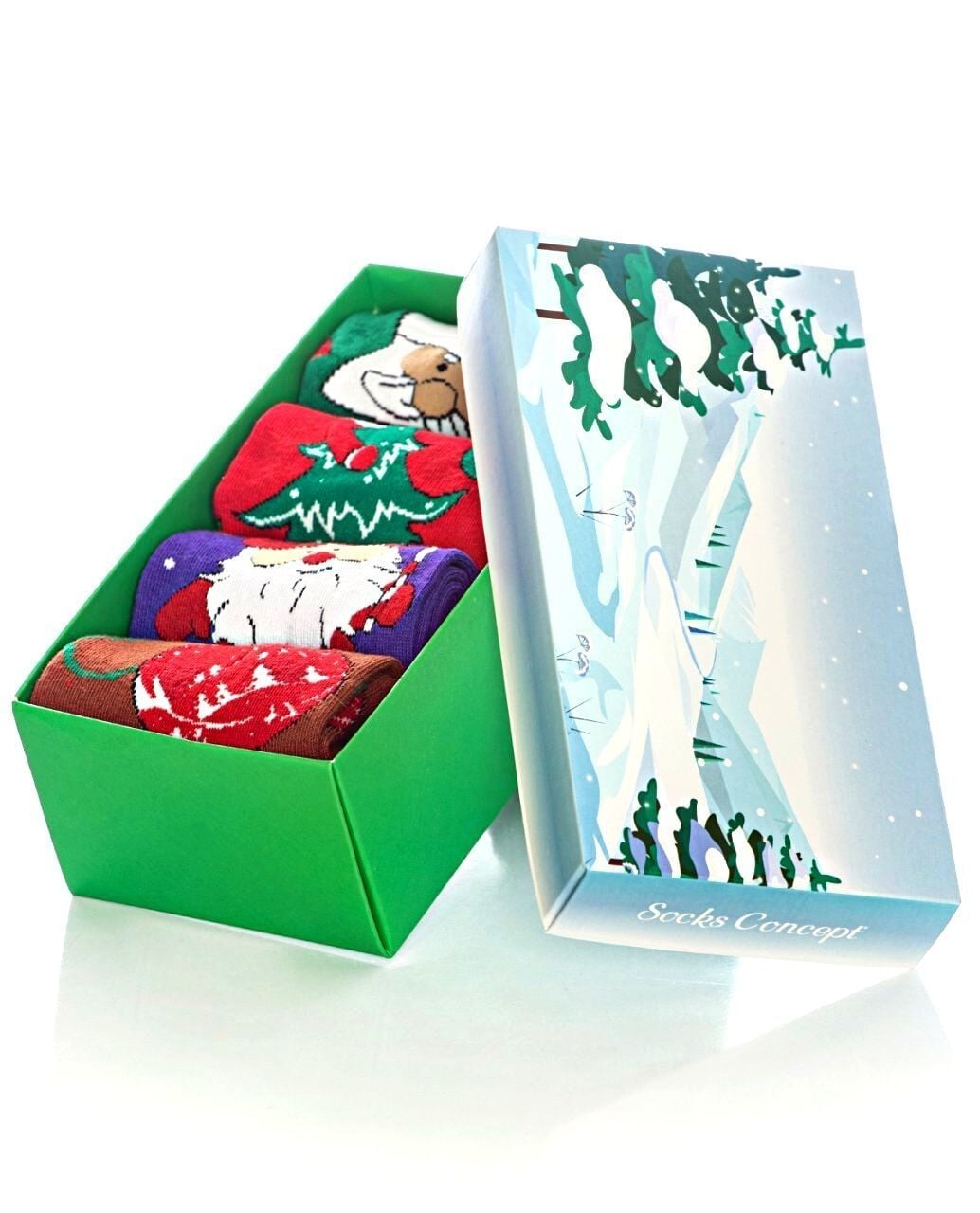 4lü Paket Yılbaşı Çorapları Özel Noel Tasarım Kutulu