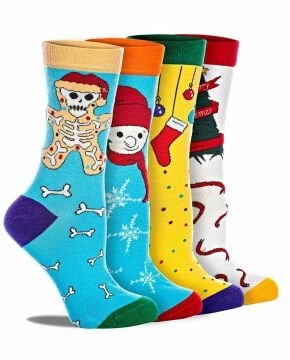 Renkli Yılbaşı Çorapları 4lü Özel Tasarım Kutulu Unisex