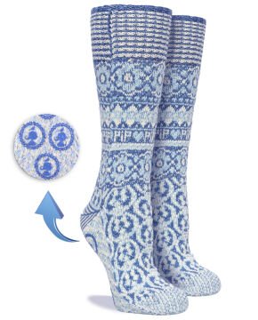 Home Socks Mavi Kaymaz Tabanlı Kışlık Ev Çorabı Triko
