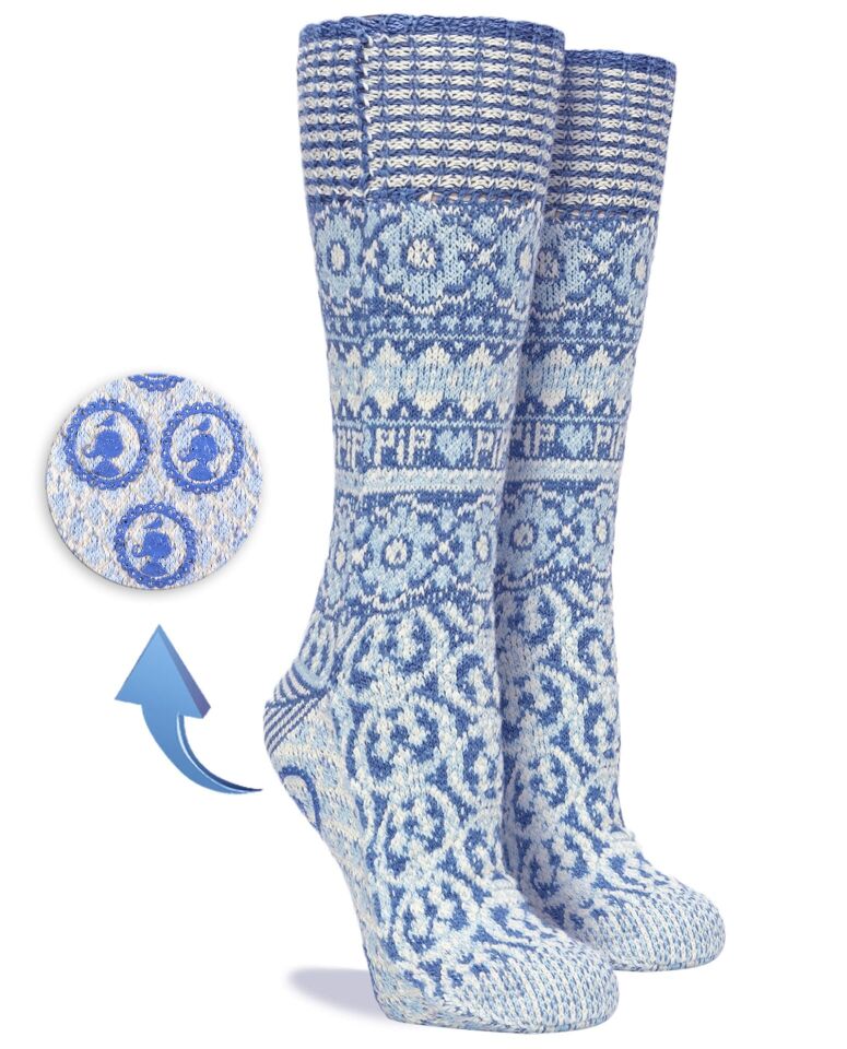 Home Socks Mavi Kaymaz Tabanlı Kışlık Ev Çorabı Triko