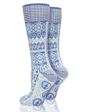Home Socks Mavi Kaymaz Tabanlı Kışlık Ev Çorabı Triko