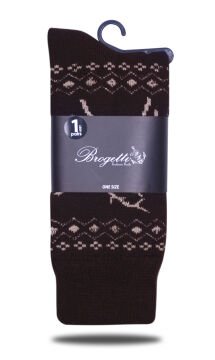 Kahverengi Geyik Desen Kışlık Çorap