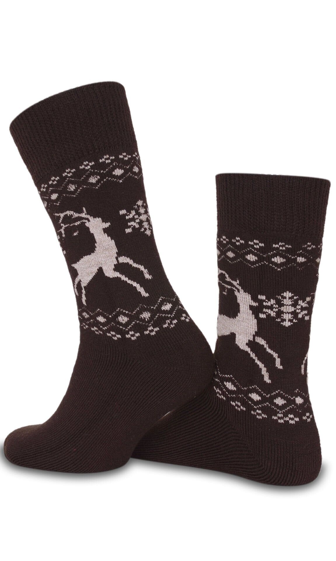 Kahverengi Geyik Desen Kışlık Çorap