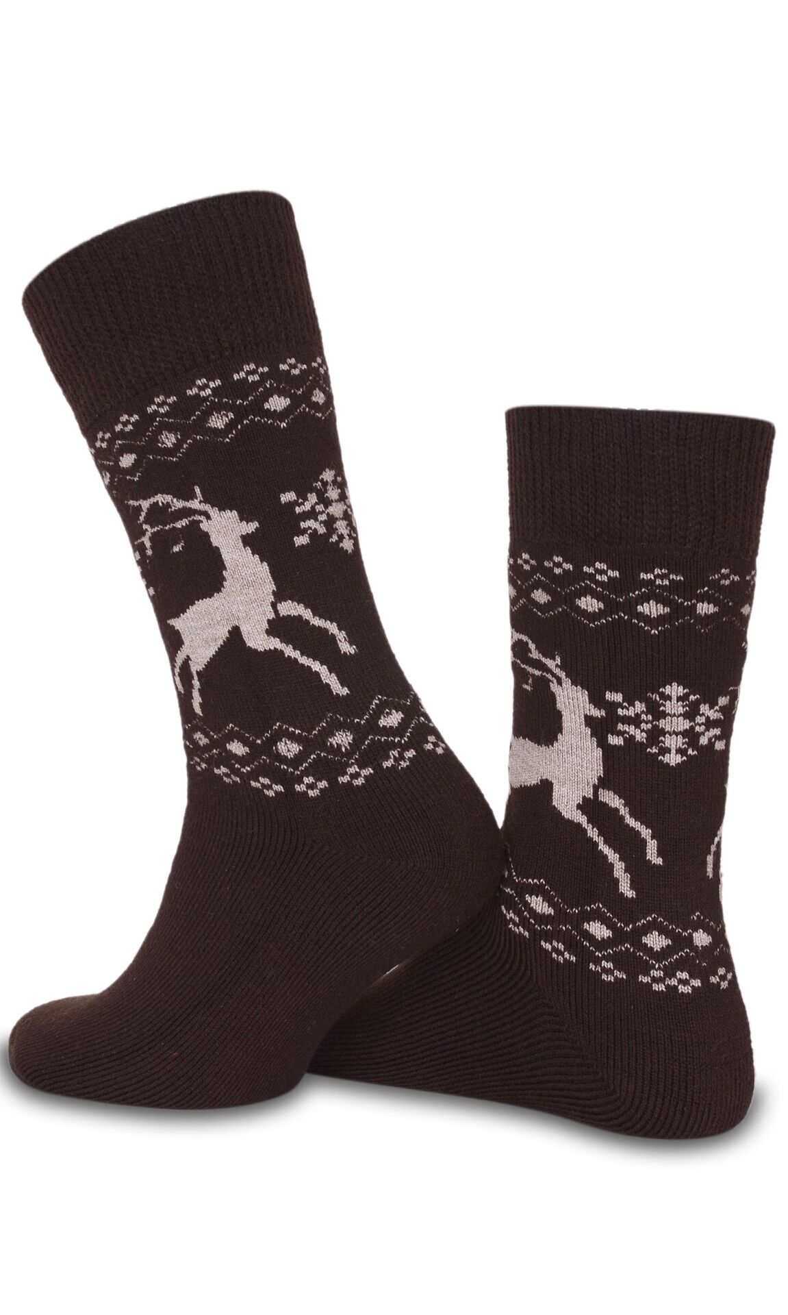 Kahverengi Geyik Desen Kışlık Çorap KAHVERENGİ - TEK BEDEN