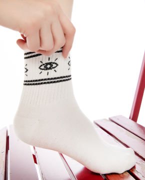 Serena Beyaz Renk Göz Desenli Tenis Çorabı