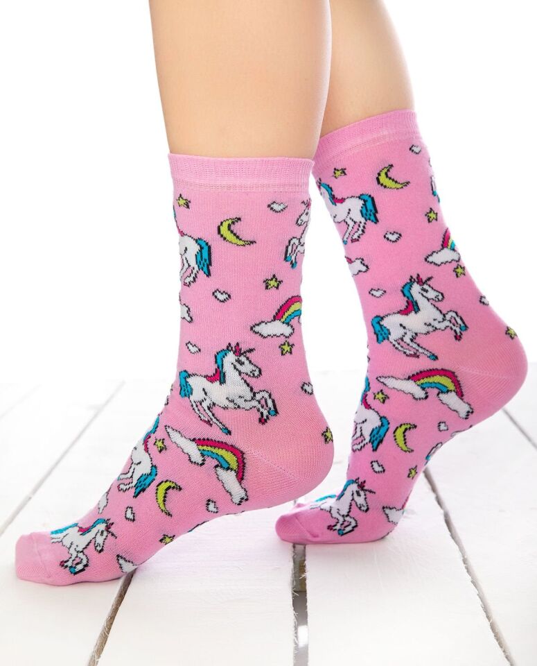 Unicorn Party Çorap Toz Pembe Brogetti