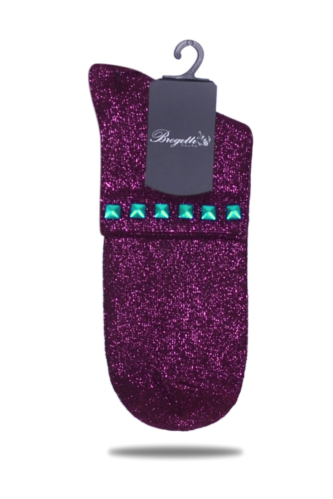 Mürdüm Simli Çorap Turkuaz Taşlı Matmazel MÜRDÜM - TEK BEDEN