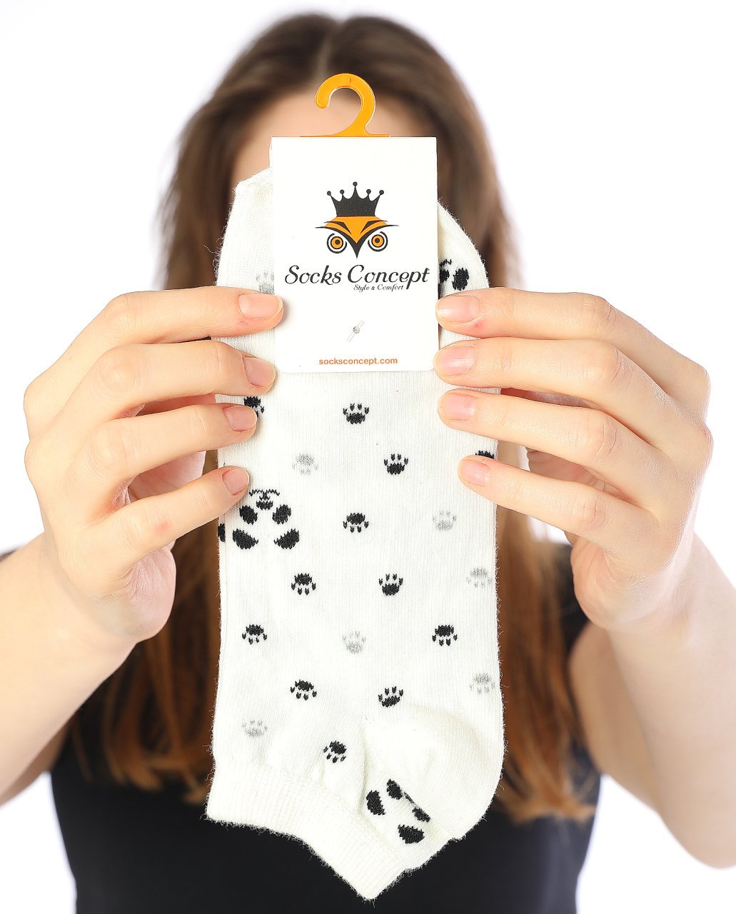 Ekru Renk Panda Pati Desenli Kısa Soket Çorap EKRU - 35/39