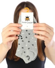 Gri Renk Kedi Pati Desen Kısa Soket Çorap GRİ - 35/39