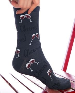 Cheers! Yazılı ve Kadeh Desenli Soket Çorap