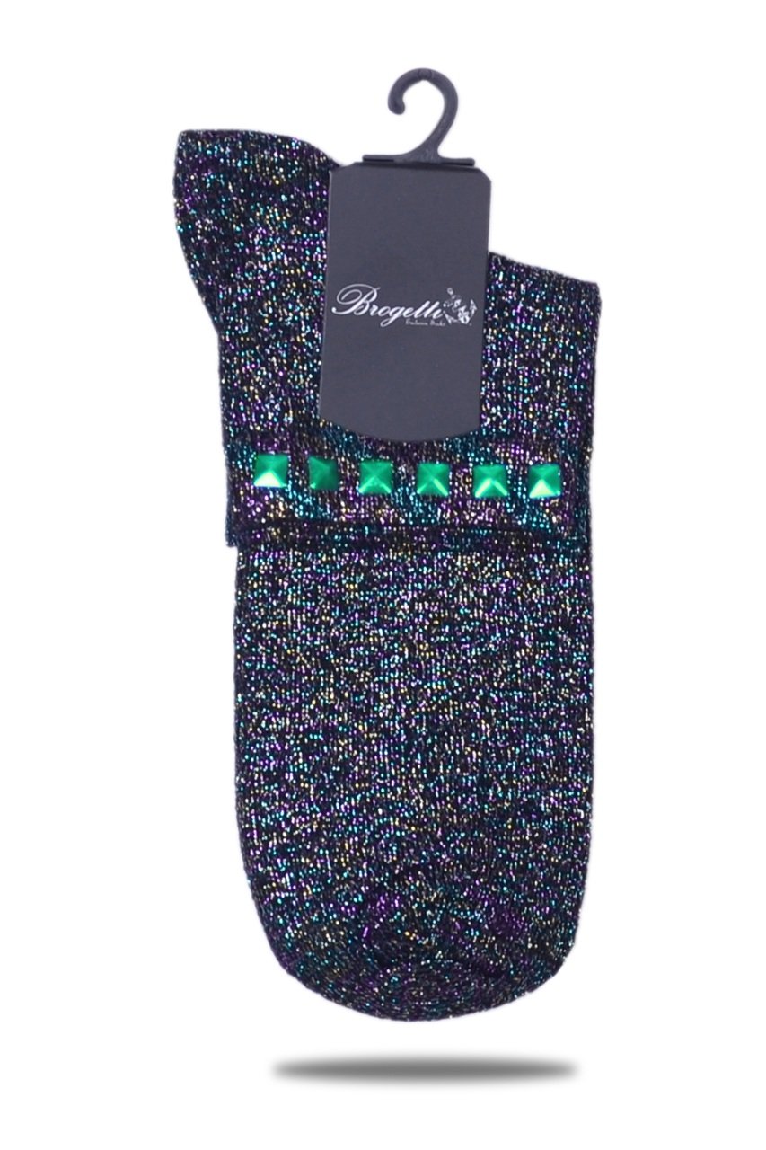 Renkli  Simli Çorap Turkuaz Taşlı Matmazel RENKLİ - TEK BEDEN